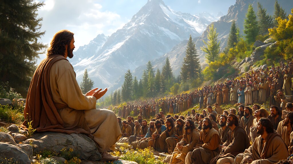 jesus preaching crowd mountains